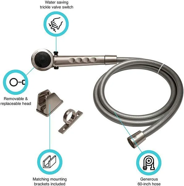RV Shower Head & Hose Nickel